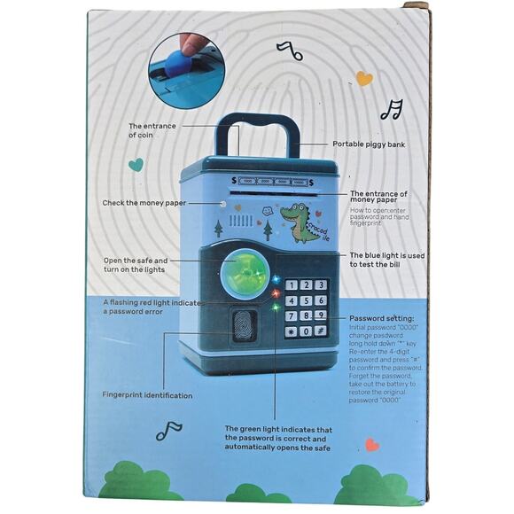 HOLYFUN Kids ATM Piggy Bank w/ Auto Bill Scroll,‎ Lock, Lights & Sounds NIB - Picture 3 of 6